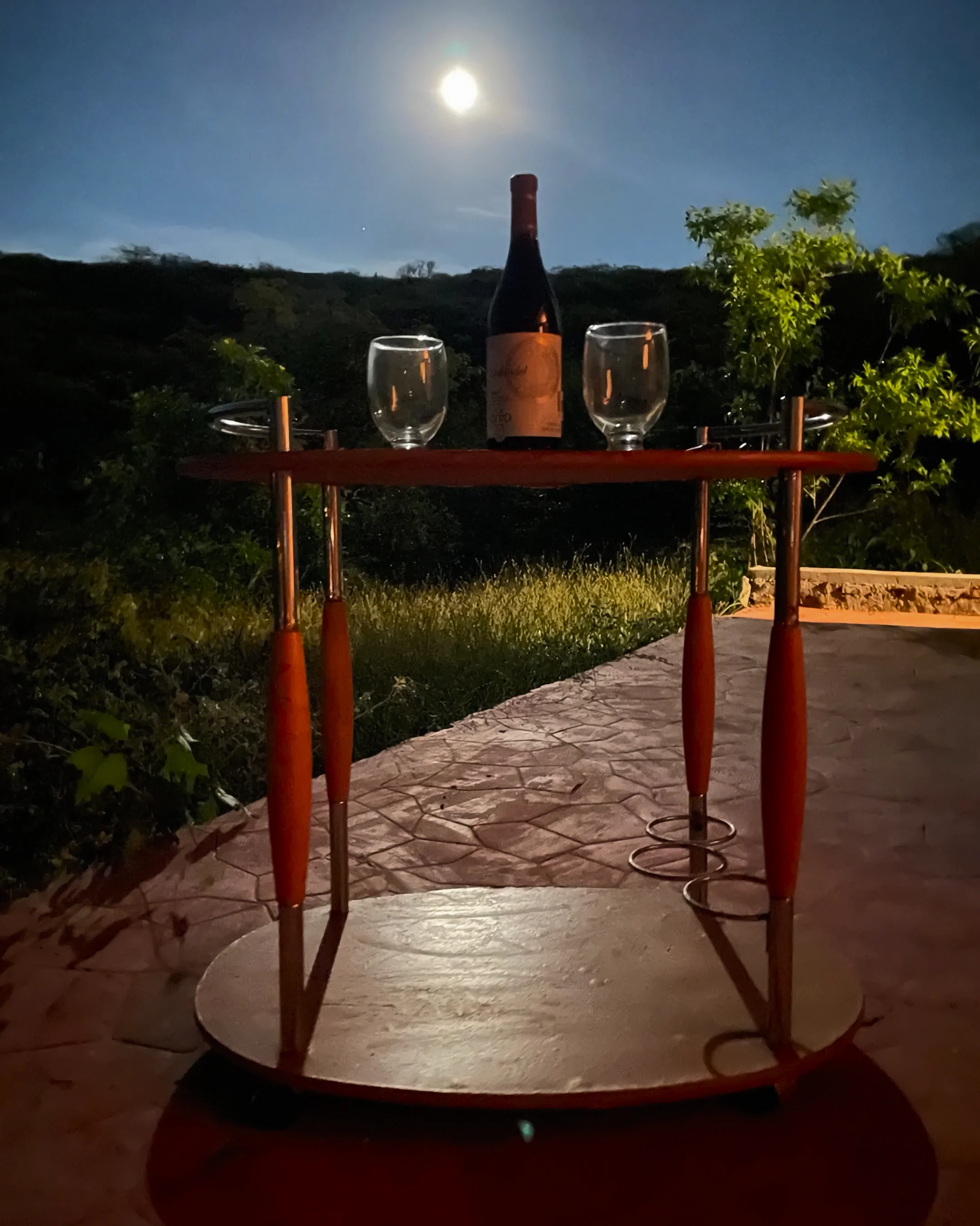 Cena bajo la luna en la sierra